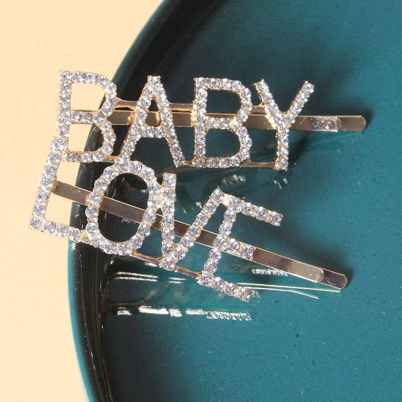 

2pcs Rhinestone Letter Hair Clip, Silver