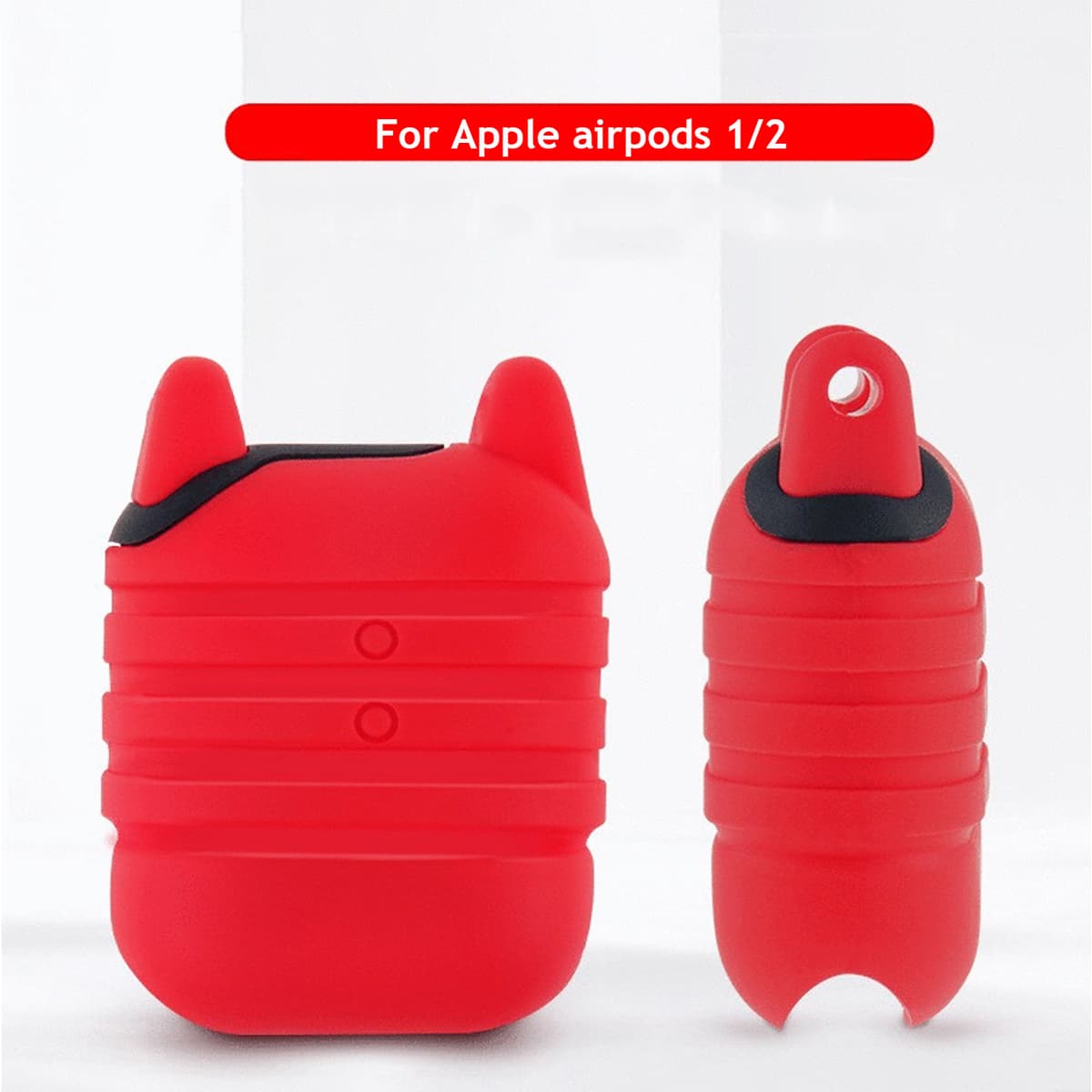 Cartoon Ear AirPods Case, Red bright
