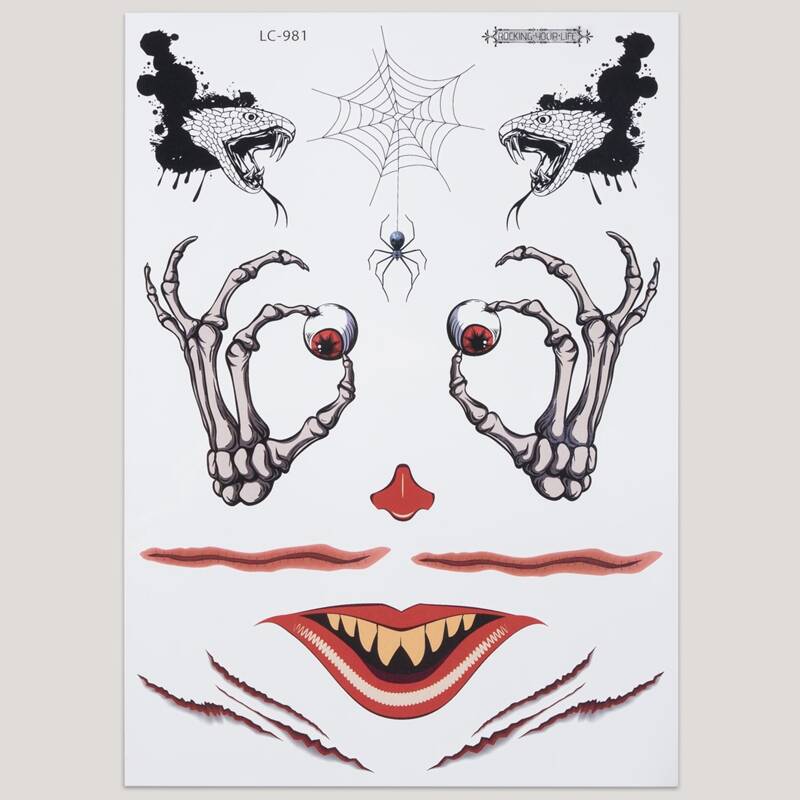 

1sheet Halloween Pattern Tattoo Sticker, Multicolor