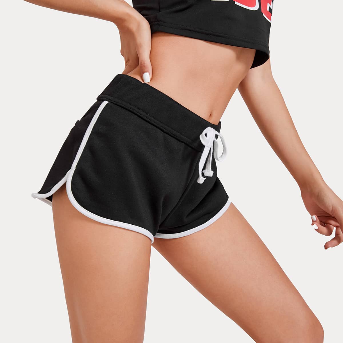 

Drawstring Dolphin Shorts, Black