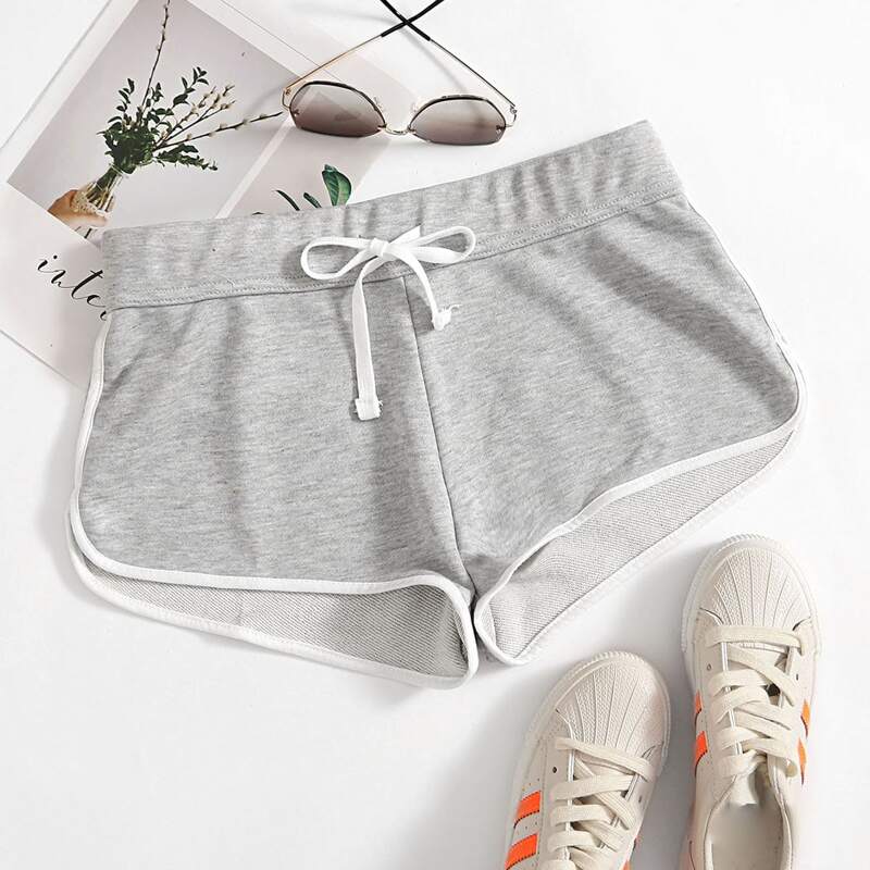 

Drawstring Dolphin Shorts, Light grey