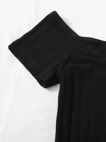 SHEIN EZwear Off Shoulder Bodycon Dress - Black - View 4