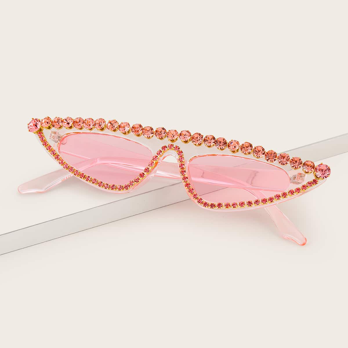 

Rhinestone Cat Eye Sunglasses, Pink