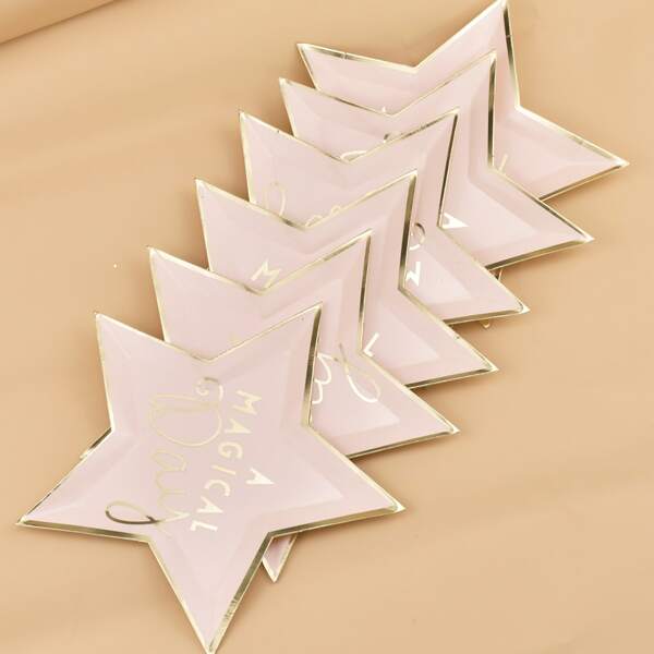 

10pcs Star Shaped Disposable Plate, Baby pink
