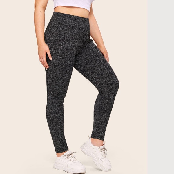 

Plus Marled High Waist Leggings, Dark grey