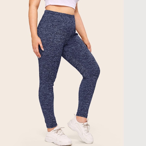 

Plus Marled High Waist Leggings, Navy blue