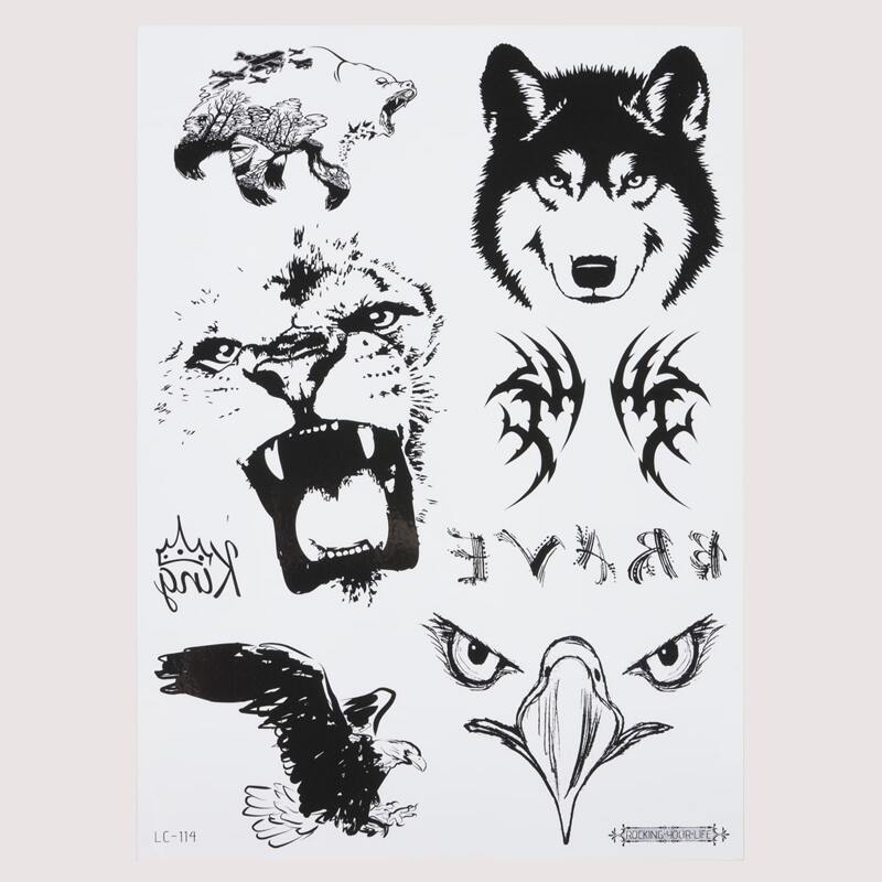 

1sheet Animal Pattern Tattoo Sticker, Black