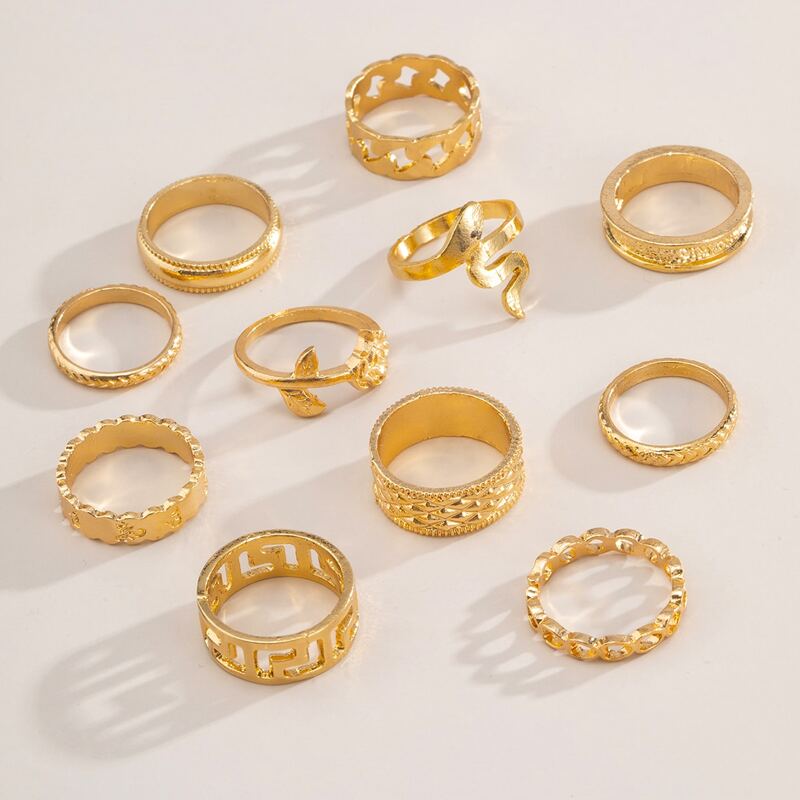 

11pcs Simple Ring Set, Gold