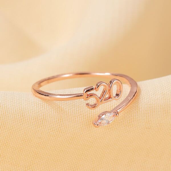 

Rhinestone Inlaid Open Ring, Gold