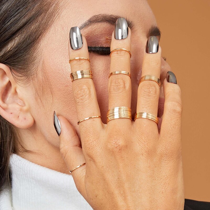 

30pcs Simple Solid Ring, Gold