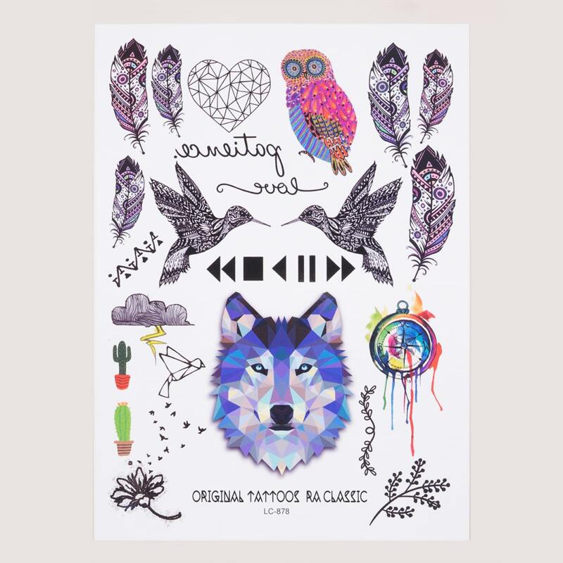 

1sheet Animal Pattern Tattoo Sticker, Multicolor