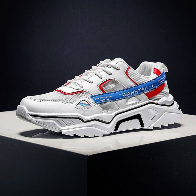 

Guys Letter Graphic Cut-out Mesh Sneakers, Blue and white