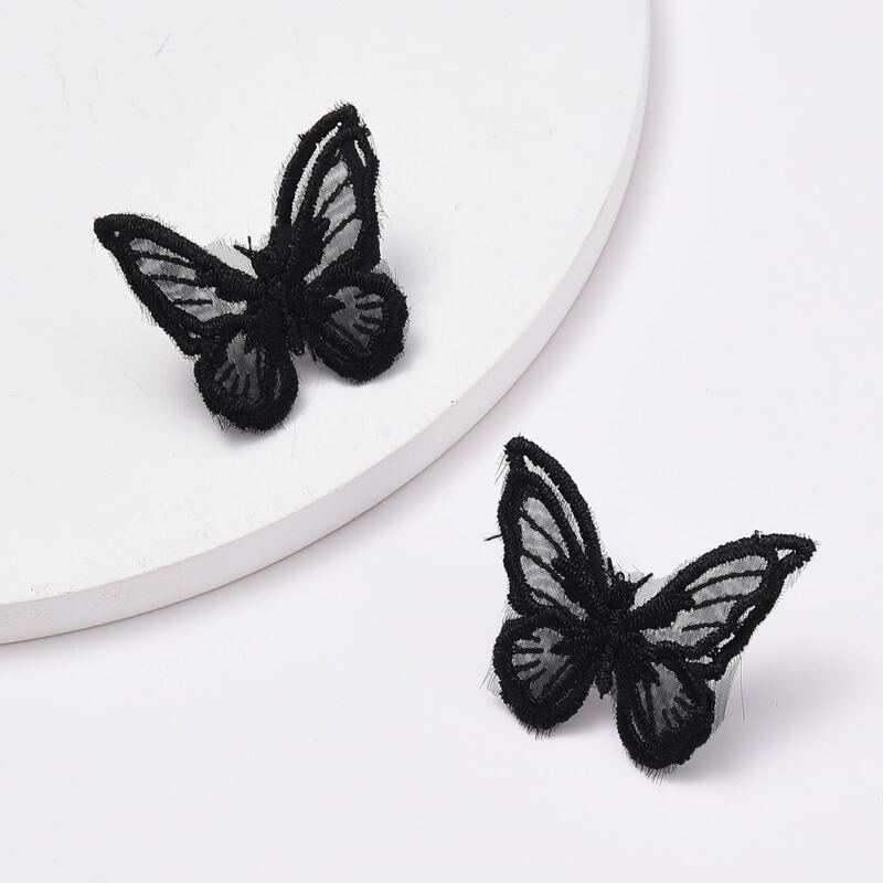 

Lace Butterfly Stud Earrings, Black