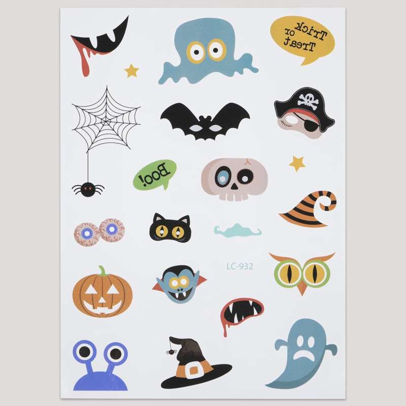 

1sheet Cartoon Graphic Halloween Tattoo Sticker, Multicolor