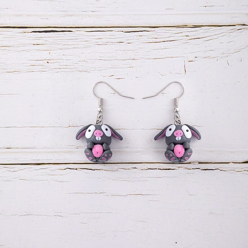 

Cartoon Rabbit Drop Earrings, Multicolor