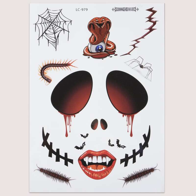 

1sheet Halloween Pattern Tattoo Sticker, Multicolor