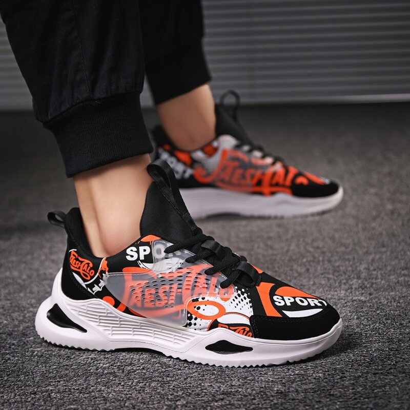 

Guys Lace-up Front Letter Graphic Sneakers, Black