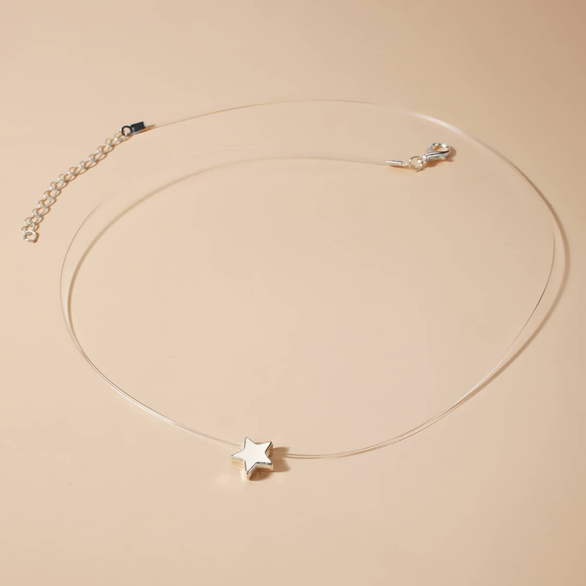 

Zircon Decor Fishing Line Necklace, Silver