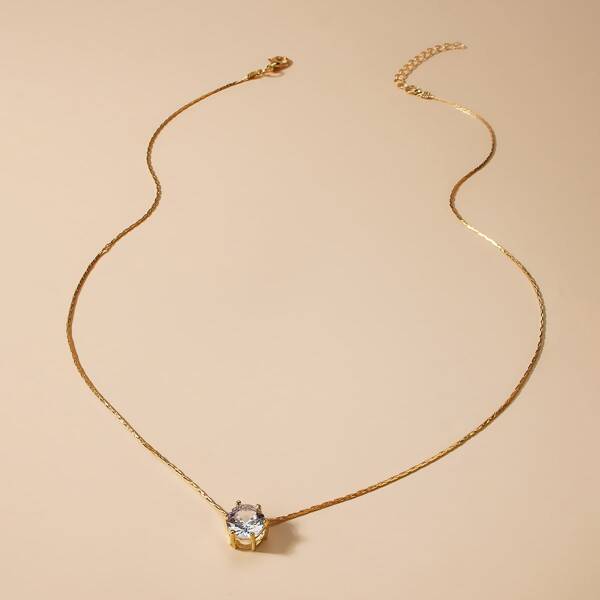 

Zircon Decor Necklace, Gold