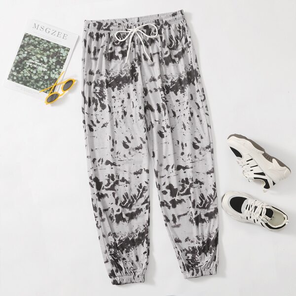 

Plus Tie Dye Drawstring Waist Sweatpants, Multicolor