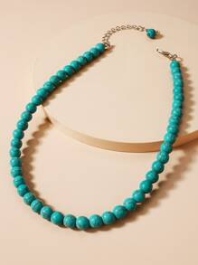綠松石釘珠項鍊 - 綠色 - 查看 2