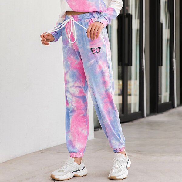 

Butterfly Patched Tie Dye Sweatpants, Multicolor
