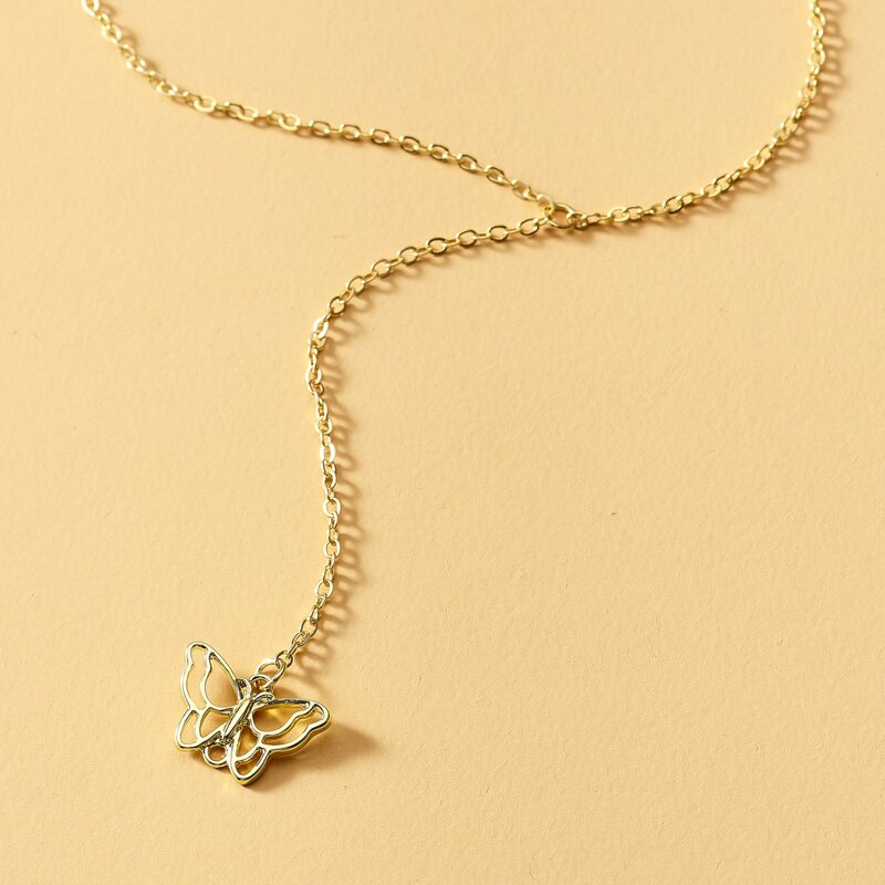 

Metal Butterfly Pendant Necklace, Gold