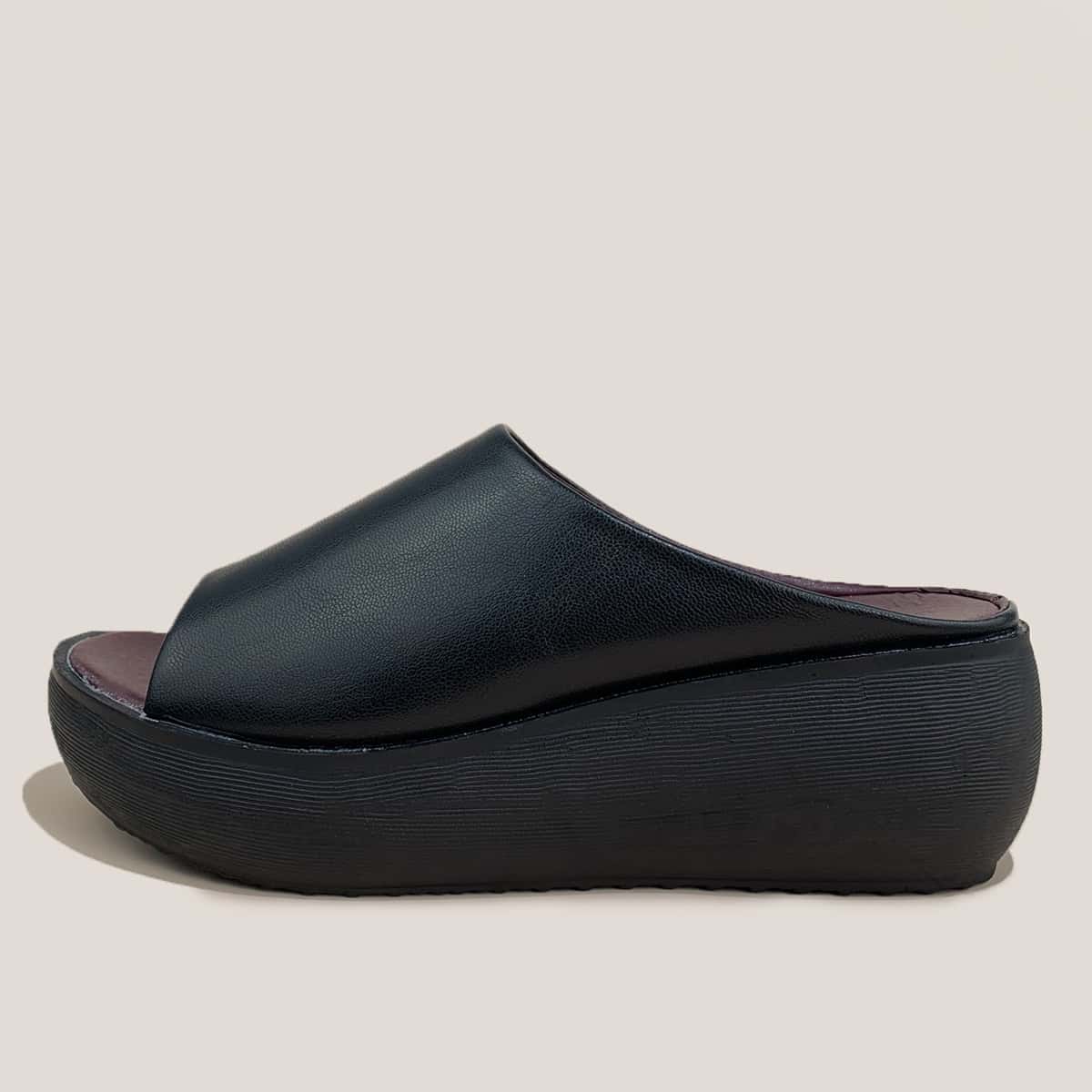 Minimalist Wedge Mules, Black