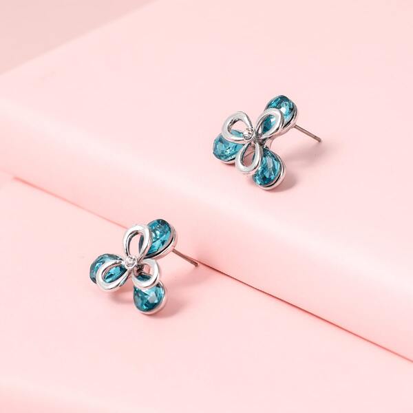 

Rhinestone Inlaid Stud Earrings, Multicolor