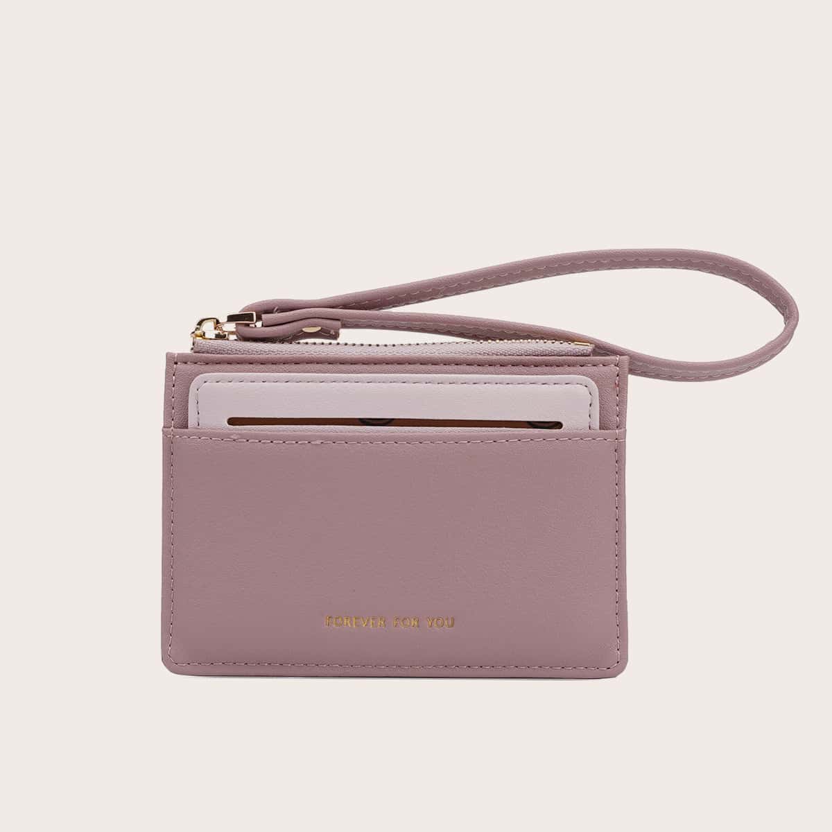 

Letter Graphic Purse With Wristlet, Pink