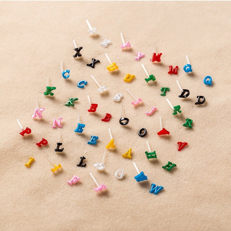 

26pairs Alphabet Stud Earrings, Multicolor