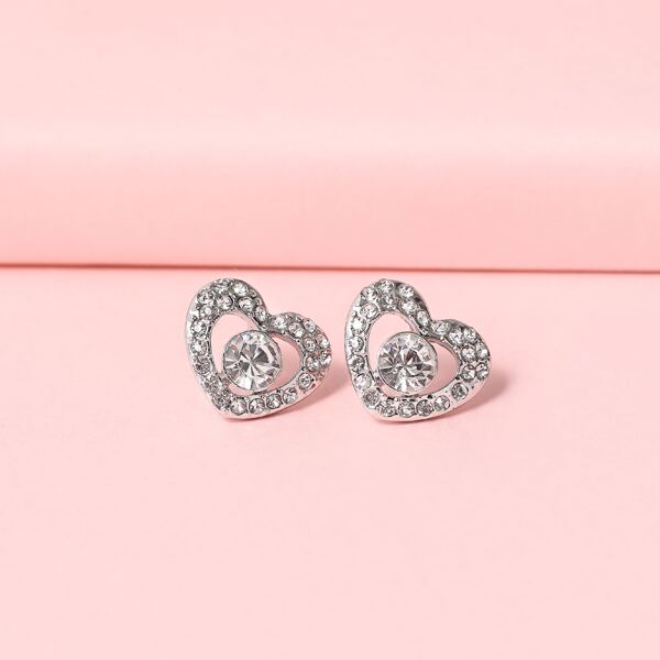 

Rhinestone Inlaid Stud Earrings, Silver