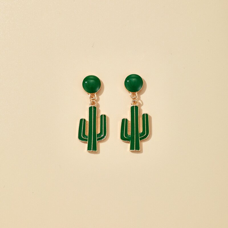 

Cactus Drop Earrings, Green