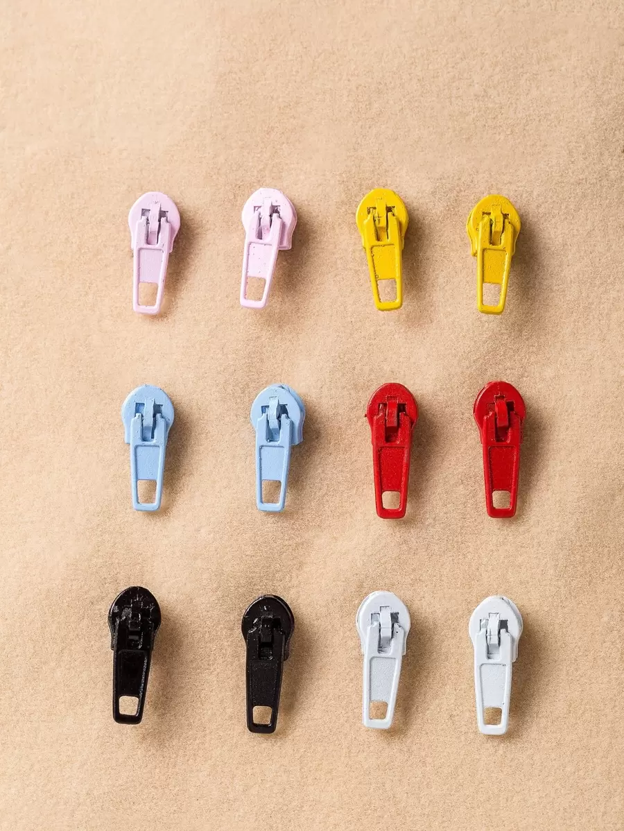 6pairs Colorful Zipper Stud Earrings - Multicolor - View 1