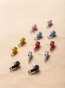 6pairs Colorful Zipper Stud Earrings - Multicolor - View 2