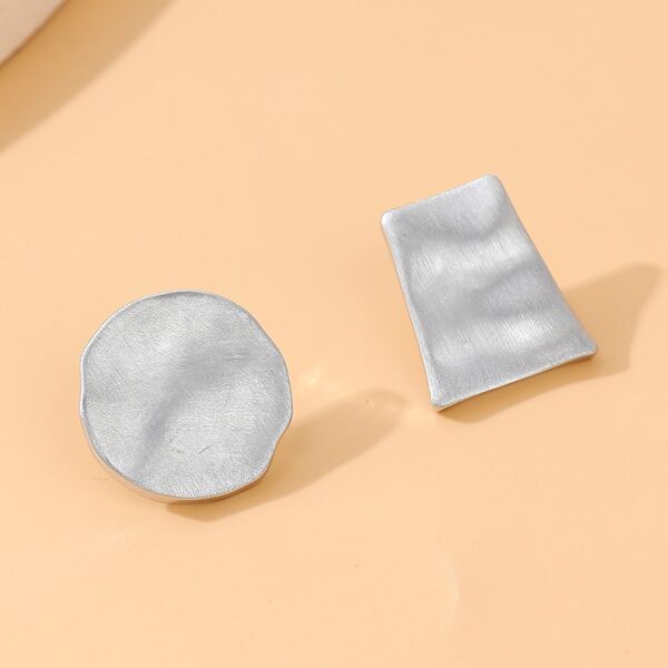 

Brushed Metal Stud Earrings, Silver