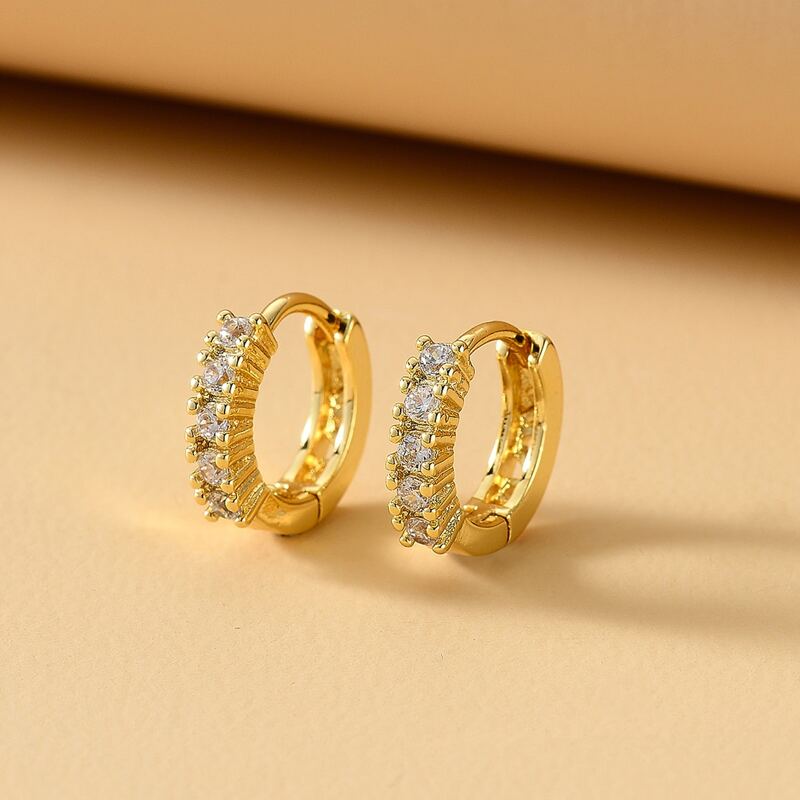 

Rhinestone Decor Hoop Earrings, Gold