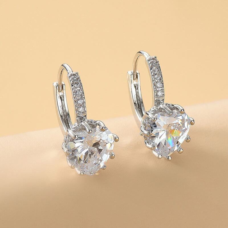 

Gemstone Decor Hoop Earrings, Silver