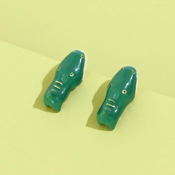 

Dinosaur Shaped Stud Earrings, Green