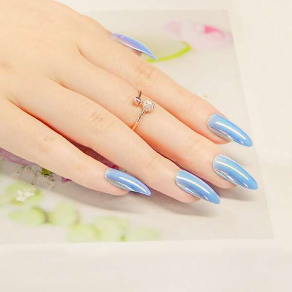 

24pcs Blue Fake Nail & Double-sided Tape & Nail File