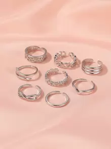 8pcs Creative And Fashionable Multi-Element Toe Rings Set, Suitable For Women To Wear For Summer Beach Vacation And Travel