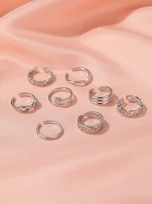 8pcs Creative And Fashionable Multi-Element Toe Rings Set, Suitable For Women To Wear For Summer Beach Vacation And Travel