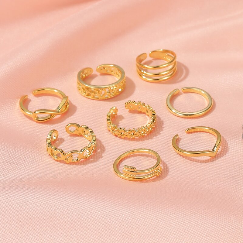 

8pcs Arrow Decor Toe Ring, Gold