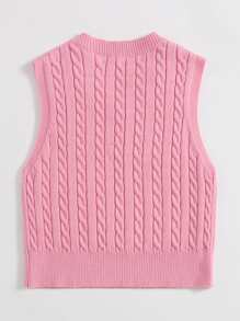 SHEIN EZwear Knit ngọn màu trơn Hồng Giải trí - Hồng - Xem 2