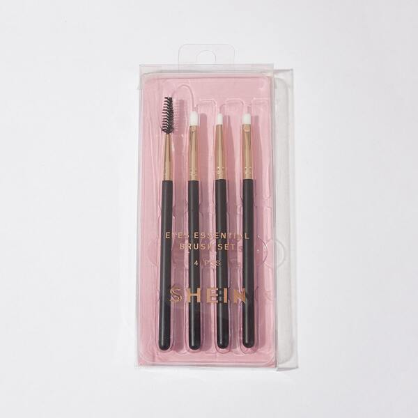 

SHEIN 4pcs Make Up Brush Set, Black