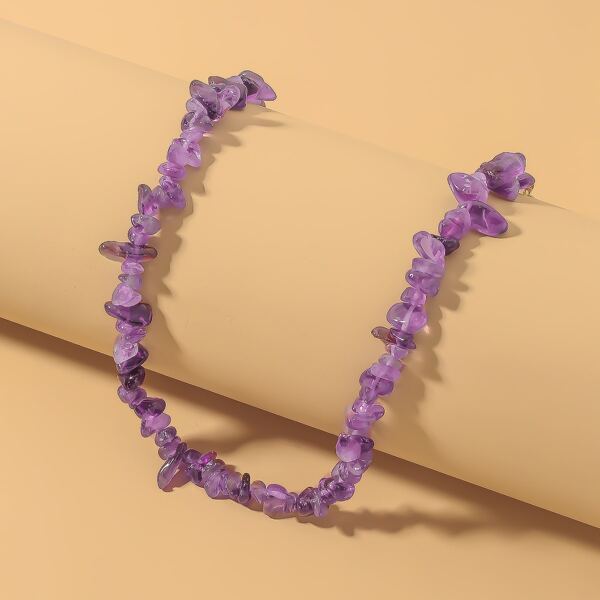 

Stone Decor Necklace, Purple