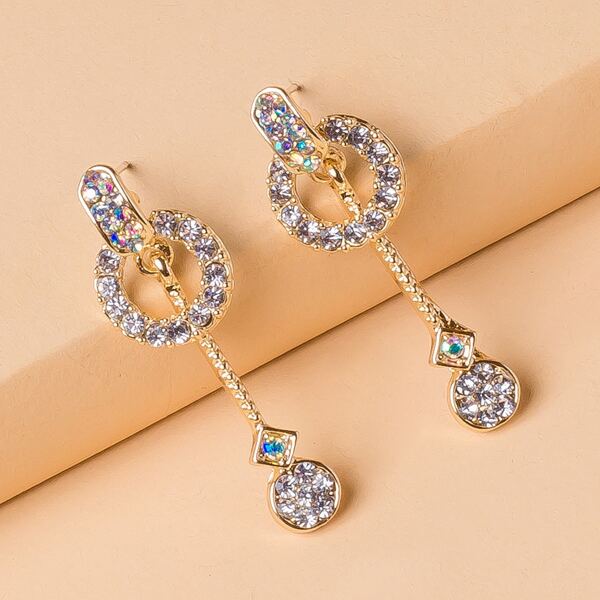 

Rhinestone Decor Drop Earrings, Gold