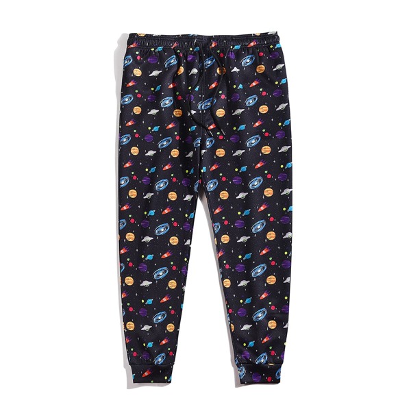 

Men Galaxy Print Drawstring Waist Pants, Navy blue