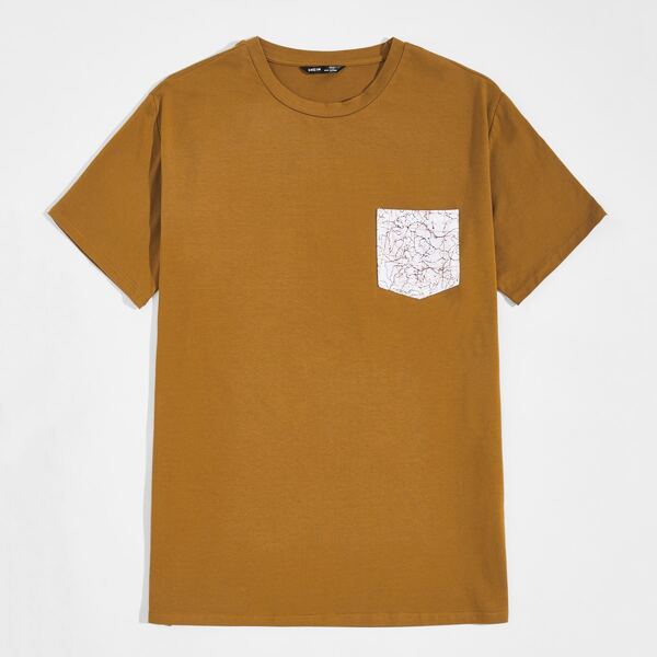 

Men Graphic Patch Pocket Tee, Brown