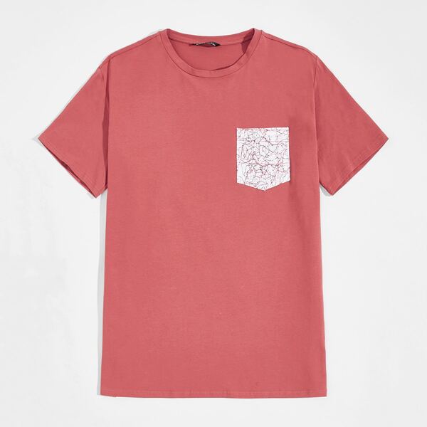 

Men Graphic Patch Pocket Tee, Watermelon pink